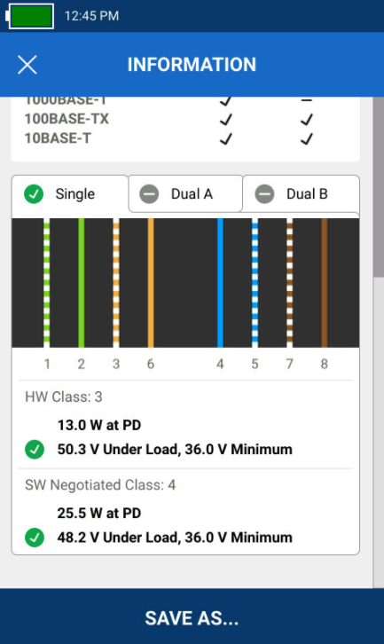 LinkIQ Screen Shot of PoE Load Testing